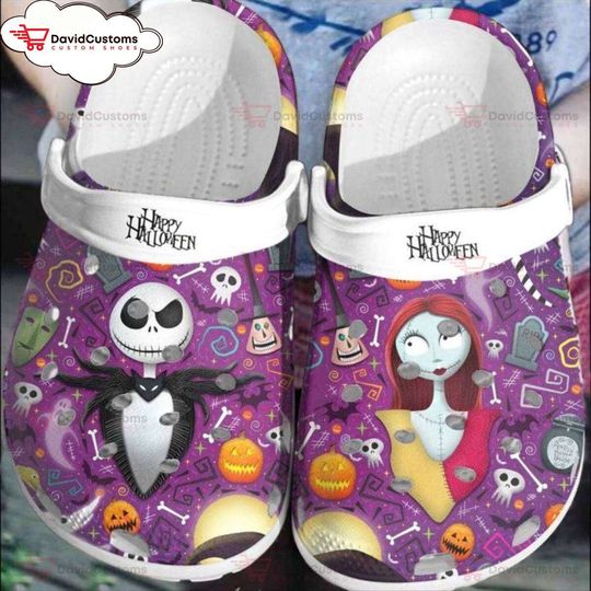 Halloween Jack Skellington &Sally Disney Cartoon Adults Clog Shoes
