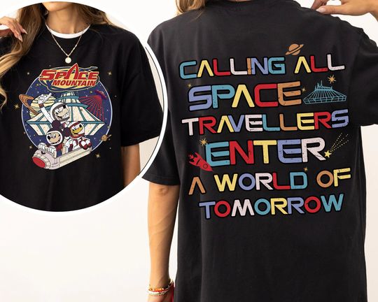 Disney Mickey Donald Goofy Space Mountain Double Sided Shirt
