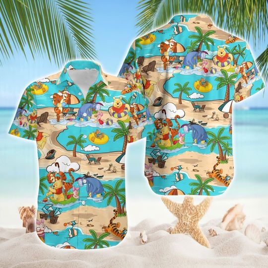 Winnie The Pooh Eeyore Tigger Piglet Pooh Tropical Summer Vibes Disney Hawaiian