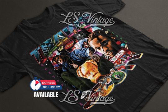 Travis Shirt Vintage Travis Graphic Tee Bootleg 90s Style Oversized T-Shirt