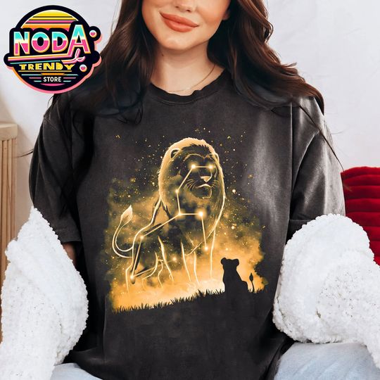 Vintage Disney Mufasa Simba The Lion King Silhouette Mineral Wash T-shirt