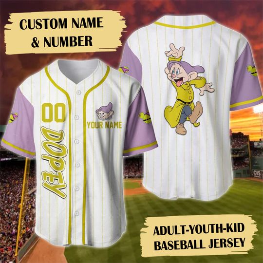 Personalized Cute Lime Dwarf Baseball Jersey, Custom Name Animated Dwarf Character Jersey Shirt