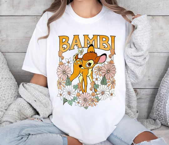 Vintage Bambi With Flower Shirt, Bambi Reindeer Floral Shirt, Bambi Disney Shirt
