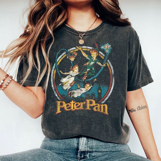 Retro Disney Peter Pan Darling Flight Shirt, Tinker Bell Captain Hook T-shirt