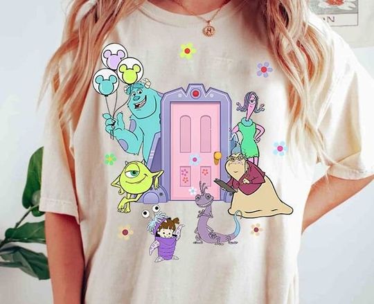 Funny Monsters Inc Doors Characters Shirt, Disney Pixar Monsters University Retro T-shirt
