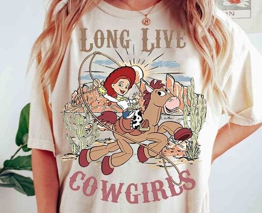 Retro Disney Pixar Toy Story Characters Shirt, Funny Jessie And Bullseye Long Live Cowgirls T-shirt