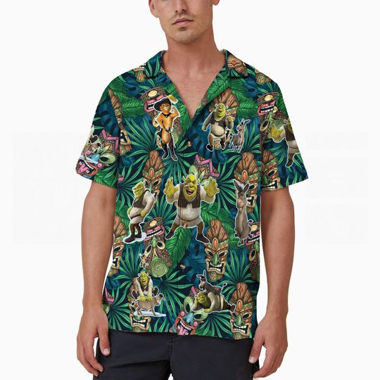 Funny Shrek Aloha Hawaiian Shirt Disney Enchanted Tiki Room Inspired Theme