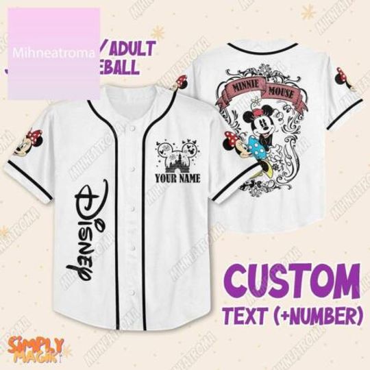 Custom Disney Minnie Mouse Baseball Shirt, Minnie Jersey, Cartoon Gift