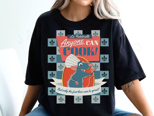 Retro Disney Pixar Ratatouille Shirt, Remy Little Chef Anyone Can Cook Poster T-shirt