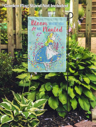 Disney Bloom Where You Are Planted, Alice in Wonderland Garden Flag