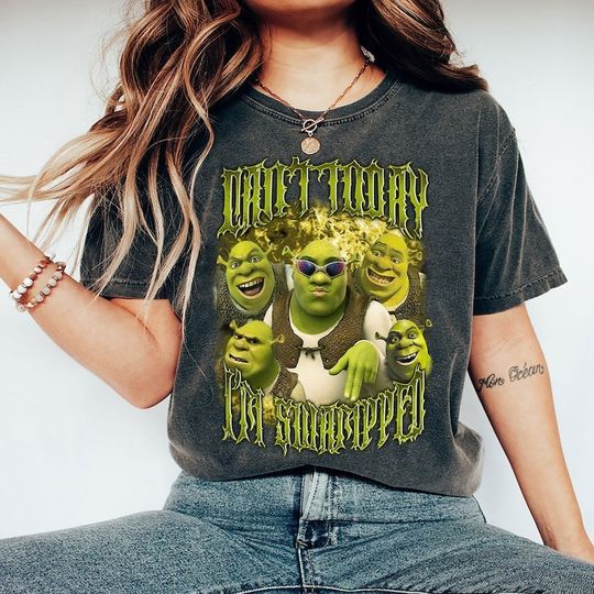Can't Today I'm Swamped Vintage Bootleg Shirt, Retro Shrek Metal Style shirt, Disney Fiona Princess, Shrek and Fiona