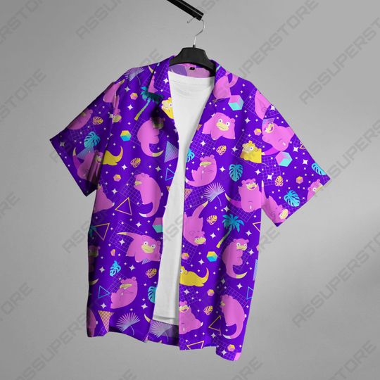 Slowpoke Hawaiian Button-Up Shirt Slowpoke Water Anime Shirt Gift
