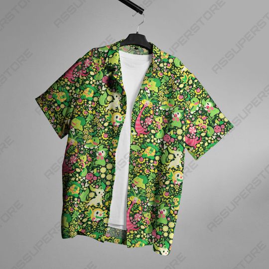 Bulbasaur Hawaiian Button-Up Shirt Bulbasaur Summer Hawaiian Shirt Bulbasaur Shirt Gift