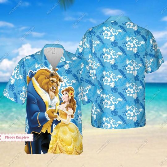 Beauty And The Beast Hawaiian Shirt, Princess Belle Hawaii Shirt, Beauty Beast Hawaii Shirt