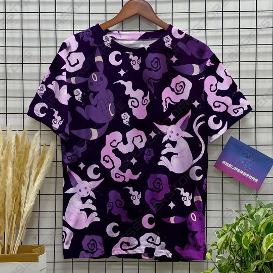Espeon Umbreon Funny T-shirt Eevee Evolution Purple Design T-shirt