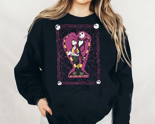 Retro Jack And Sally Valentine Tarot Card Sweatshirt