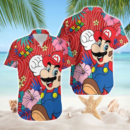 Super Mario Hawaiian Shirt,  Summer Beach Shirt,  Family Vacation 2024 Shirt