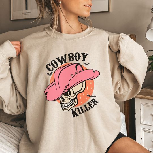 Cowboy Killer Western Sweatshirt, Skeleton Sweatshirt, Boho Country Crewneck, Cowgirl Sweater, Southern Shirts