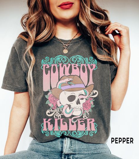 Cowboy Killer Shirt, Comfort Colors Tee, Country Western Shirt, Southern Tees, Boho Retro Country Girl TShirt, Vintage Cowgirl Tee