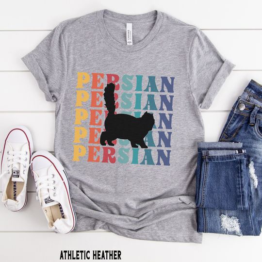 Retro Persian Cat Shirt, Long Hair Cat Tee, Cat Mom, Cat Dad Shirts, Persian Cat Gifts for Him or Her