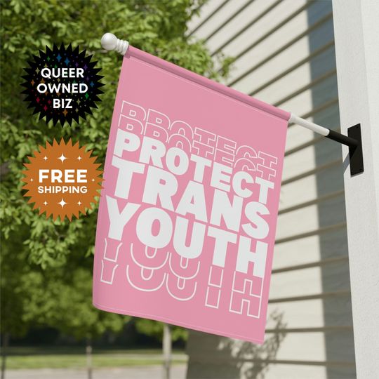 Protect Trans Youth House Flag, Pride Month Decorations, Safe Space Flag, Garden Outdoor Walkway Spring Lawn LGBTQ+ Flag, Protect Queer Kids