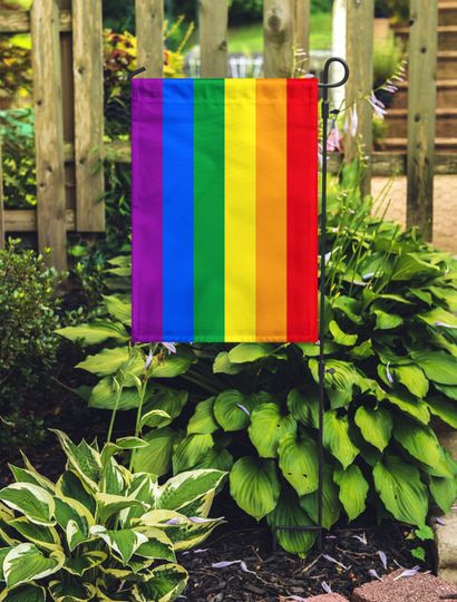 gay pride rainbow garden flag, LGBTQ gay wedding, Pride Decor