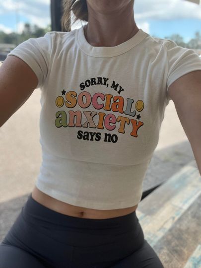 Social Anxiety Crop Tank, socially awkward Baby tee, I hate people, Not Social Anti Social crop