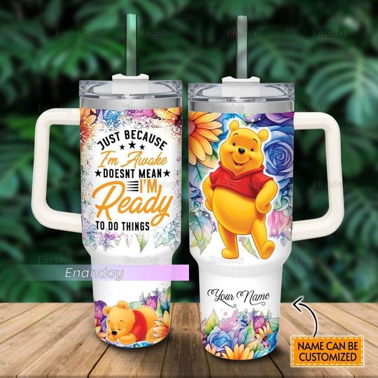 Pooh Bear 40oz Tumbler, Personalized Pooh Tumbler, Disney Pooh Tumbler, Stainless Steel Tumbler, Mothers Day Gift