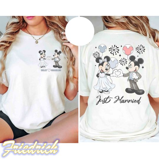 Personalized Just Married T-shirt, Custom Disney Honeymoon Shirts, Wedding Party Gift Ideas