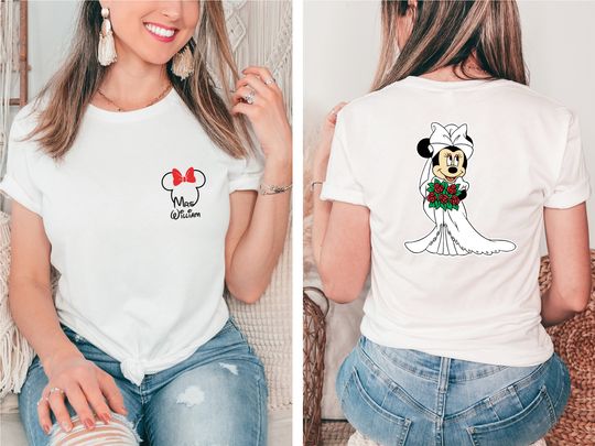 Mr And Mrs Custom Wedding Shirt, Disney Bride & Groom Shirt,Disney Personalized Honeymoon Couple Tshirt