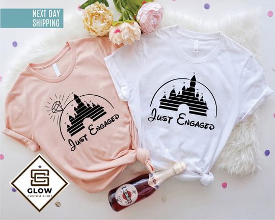 Just Engaged Shirt, Disney Honeymoon Shirt, Engagement Shirt, Disney Bride and Groom Shirt