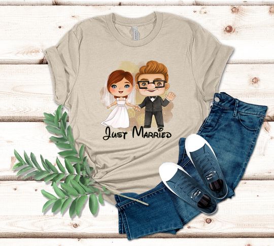 Disney Inspired Just Married / T Shirts For Honeymoon at Disney / Carl and Ellie Disney Matching Shirts