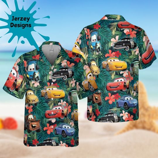 Cars Summer Beach Vacation 3D Hawaiian Shirt Print Tropical Summer Beach Gift For Men