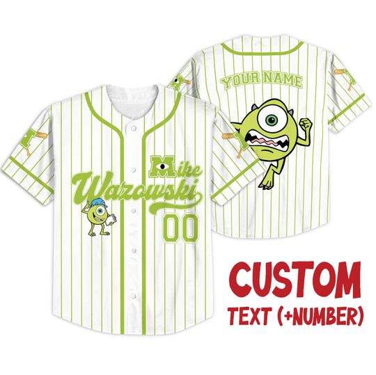 Personalized Monster Inc Baseball Jersey, Disney Pixar Baseball Jersey