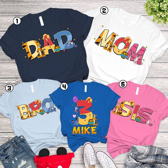 Personalized Disney Pooh Tigger Eeyore Piglet Matching Shirt
