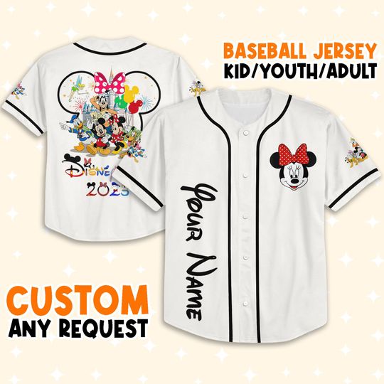 Personalize Disneyland Disney Trip With Minnie Mouse Outline Head Jersey
