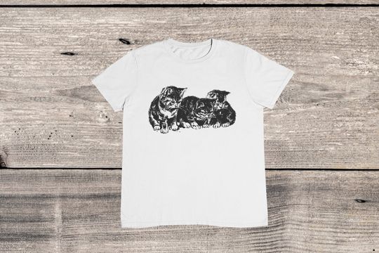 Vintage Kitty Cats Drawing T shirt / %100 Cotton / Baby Cat / Retro Cats / Kitty Cats T shirt