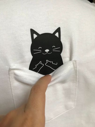 Funny Pocket Cat Middle Finger Fashion Gift Unisex T-shirt