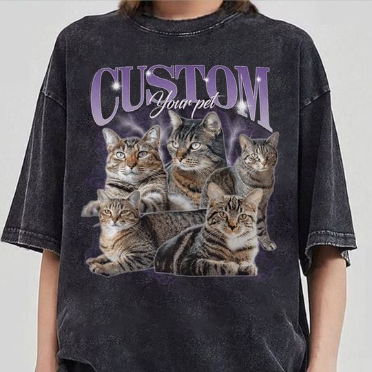 CUSTOM Bootleg Rap PET Cat Shirt, Custom Pet , Custom Photo - Vintage Graphic 90s Tshirt, CUSTOM Your Own Bootleg Idea Here, Cat Lover