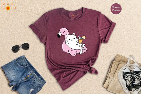 Cat Mom T-Shirt, Cat Lover Shirts, Summer Shirts, Summer Vibes Shirt, Beach Shirt, Summer Vacation Tee, Holiday Shirt, Cat T-Shirt