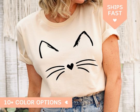 Cat Face Shirt for Women, Cat T Shirt for Her, Gift for Cat Lover for Birthday, Cat Mom TShirt from Daughter, Christmas Gift for Cat Owner