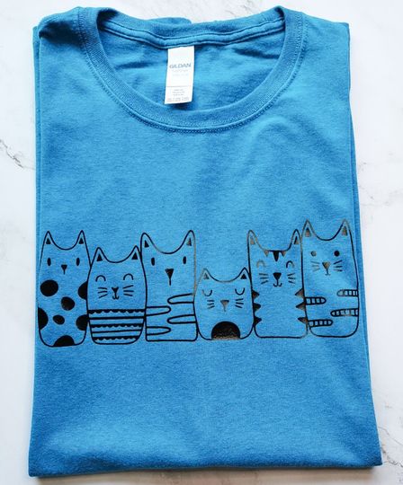 Cute Cat T-Shirt, Cat Top, Cat Shirt, Gift for Cat Lovers, Crazy Cat Lady Gifts, Christmas Gifts for Her, Unisex Sizes S-2XL