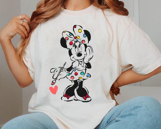 Vintage Minnie Mouse Valentine Sketch Art Disney T-shirt