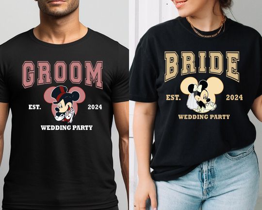 Disney Bride and Groom Shirt, Disney Couple Shirt, Disneyland Wedding Shirt