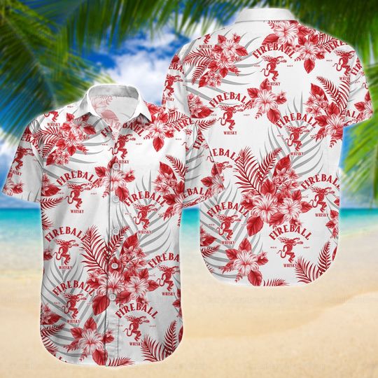 Fireball Button Shirt, Fireball Hawaiian Shirt, Shirt For Men, Father's day gift