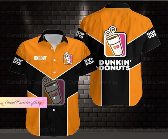 Dunkin' Donuts Button Shirt, Dunkin Donuts Shirt Men, Dunkin Donuts Button Up