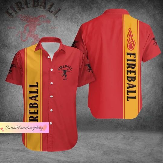 Fireball Button Shirt, Fireball Hawaiian Shirt, Shirt For Men, Father's day gift