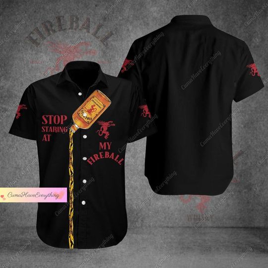 Fireball Button Shirt, Fireball Hawaiian Shirt, Shirt For Men, Father's day gift