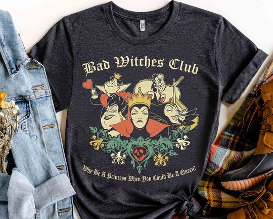 Disney Villains Bad Witches Club Group Shot Retro Shirt, Family Birthday Gift