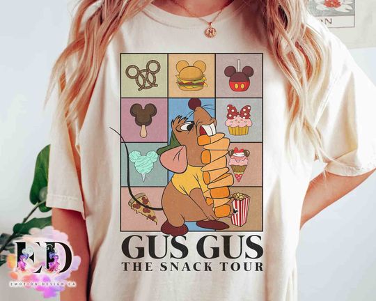 Funny Gus Gus Mouse The Snack Tour Vintage T-shirt, Gus Gus Looking Like A Snack Tee